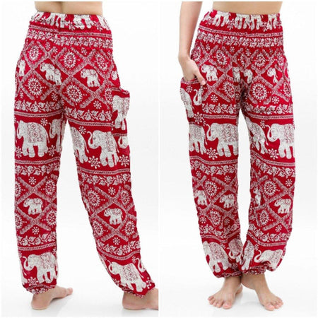 Burgundy ELEPHANT Pants Women Boho Pants Hippie Pants Yoga - La Bogota