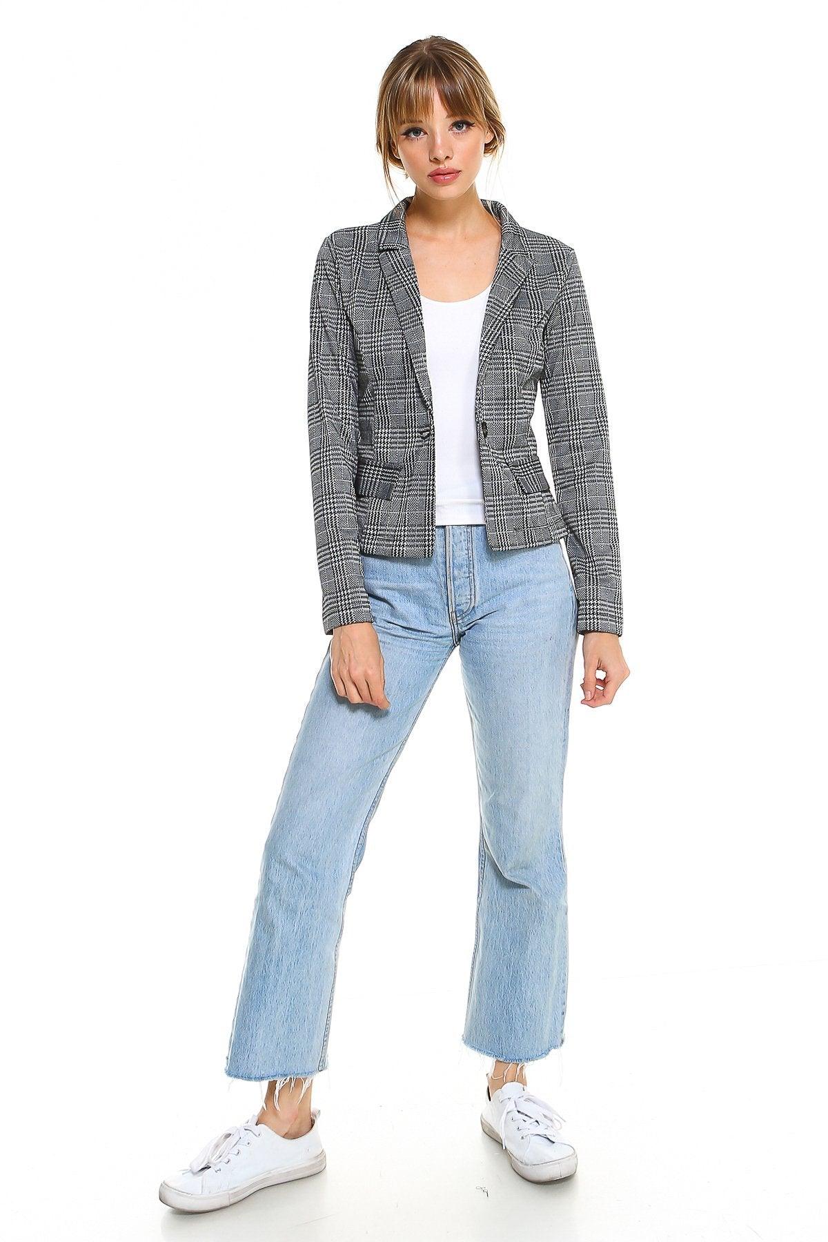 Point Plaid Blazer - La Bogota