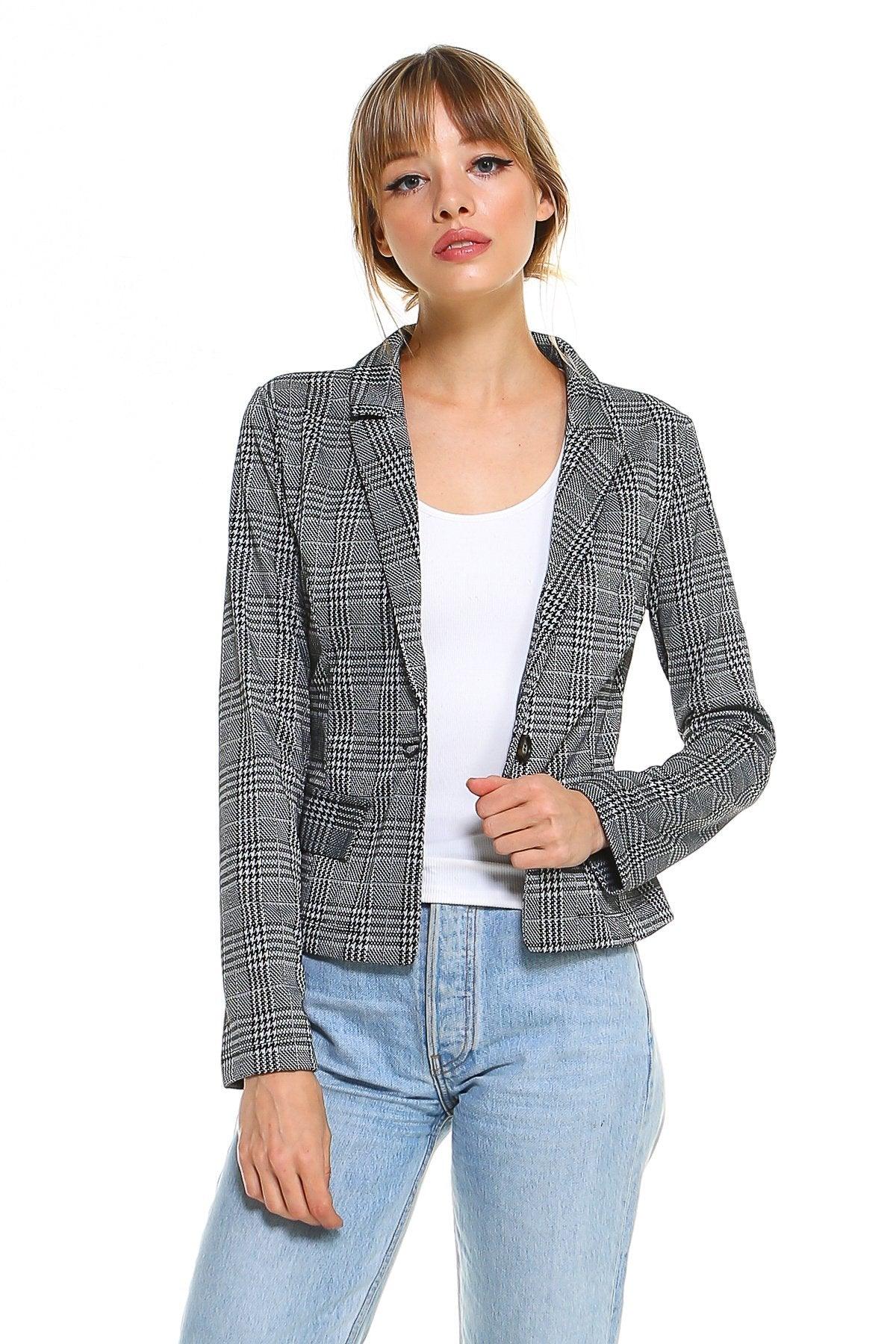 Point Plaid Blazer - La Bogota