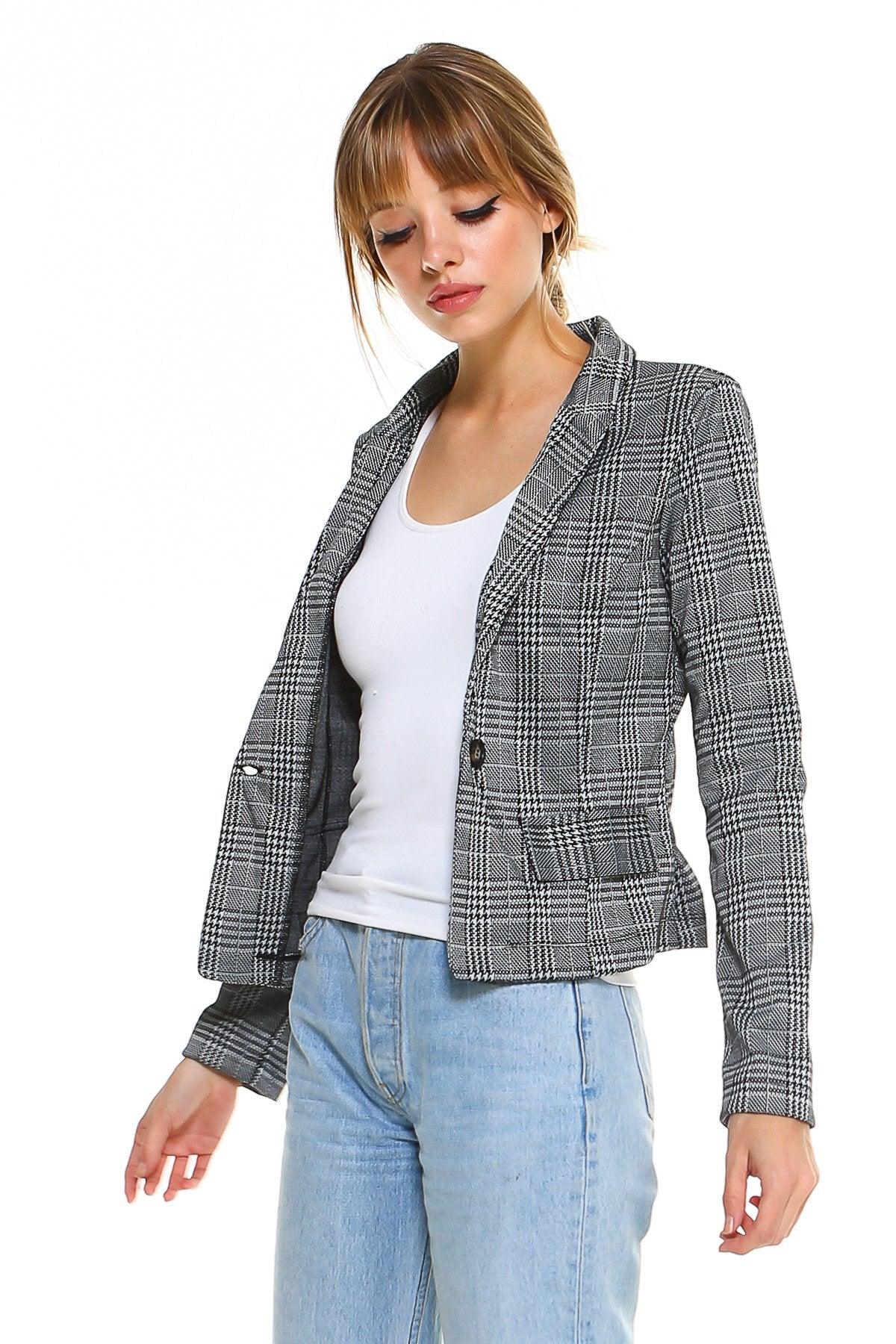 Point Plaid Blazer - La Bogota