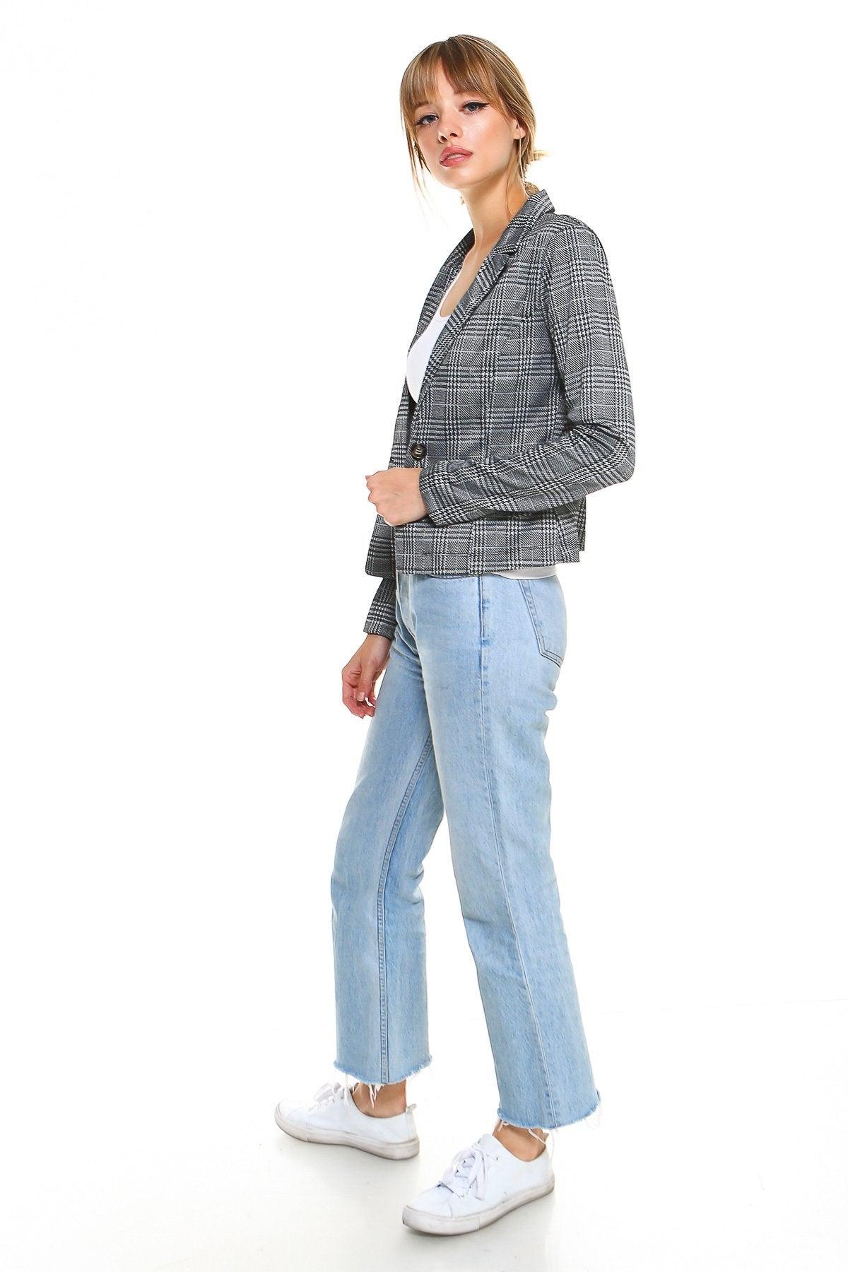 Point Plaid Blazer - La Bogota