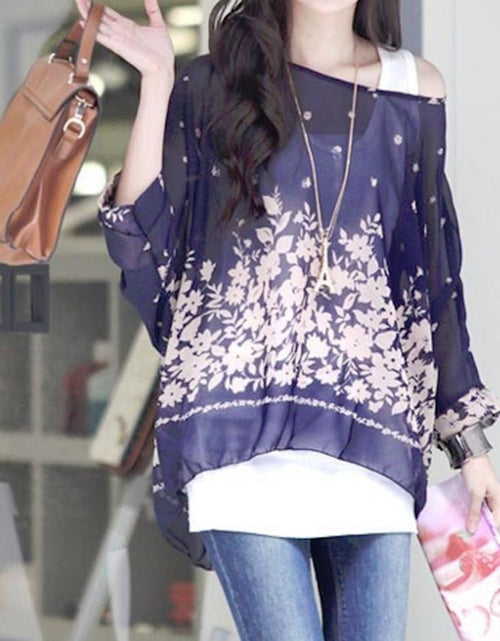 Load image into Gallery viewer, Womens Loose Fit Navy Batwing Tunic - La Bogota

