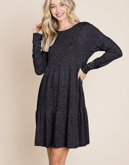 Load image into Gallery viewer, Brushed Hacci Tiered pleated Mini Dress - La Bogota
