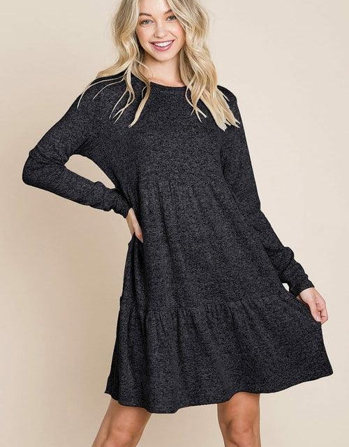 Load image into Gallery viewer, Brushed Hacci Tiered pleated Mini Dress - La Bogota
