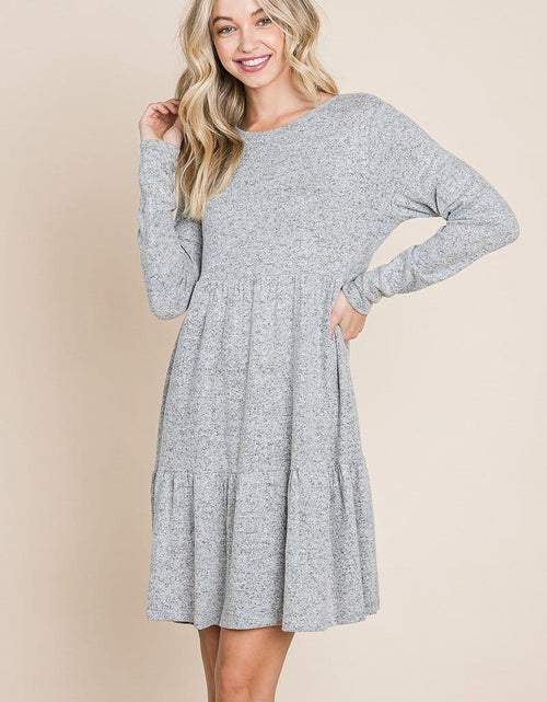 Load image into Gallery viewer, Brushed Hacci Tiered pleated Mini Dress - La Bogota
