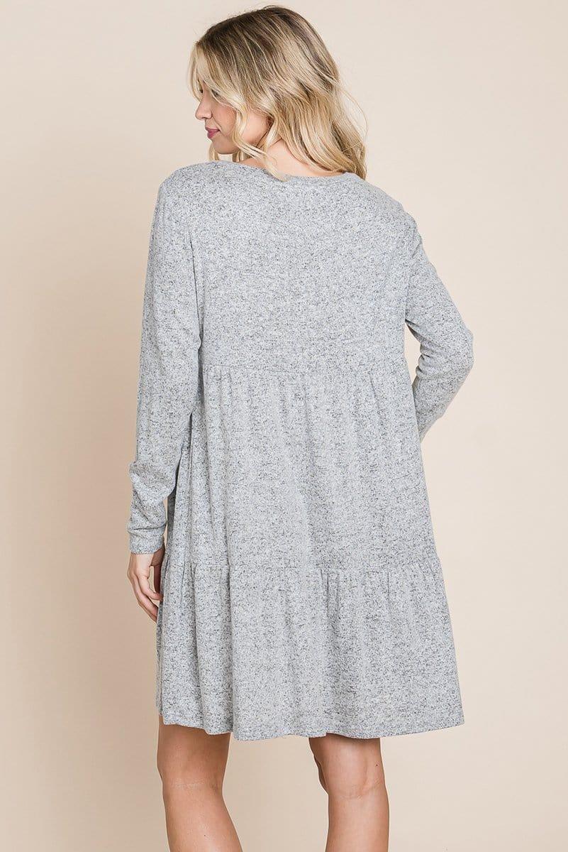 Brushed Hacci Tiered pleated Mini Dress - La Bogota