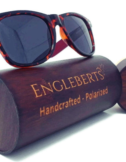 Load image into Gallery viewer, Red Bamboo Tortoise Framed Sunglasses With Wood Case, Artisan Engraved - La Bogota
