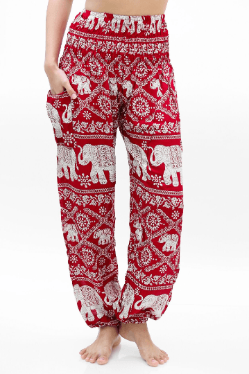 Burgundy ELEPHANT Pants Women Boho Pants Hippie Pants Yoga - La Bogota