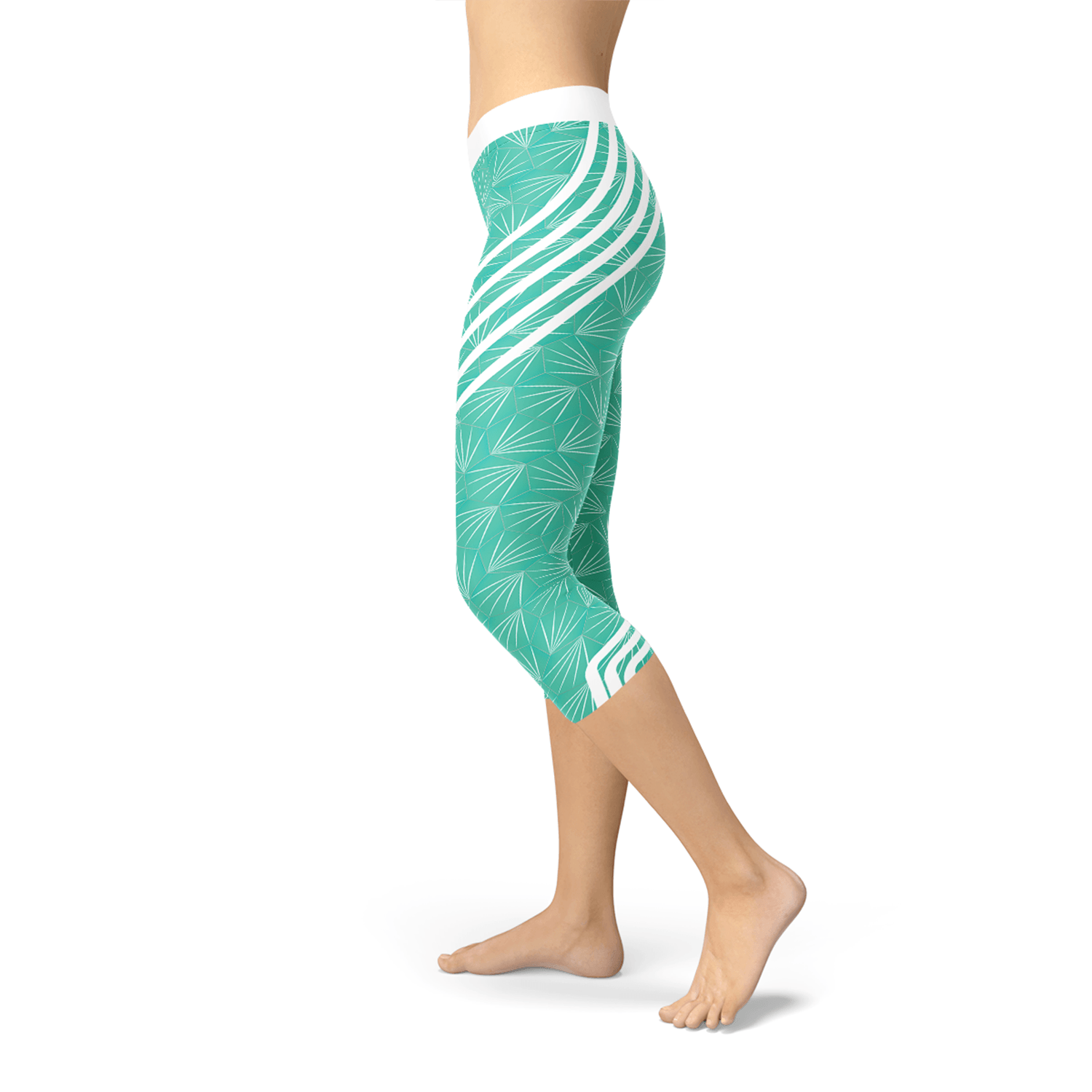 Turquoise Sports Capri Leggings - La Bogota