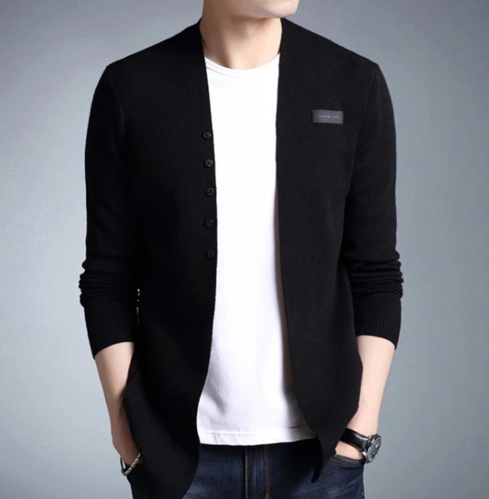 Mens Slim Fit Cardigan with Button Design - La Bogota