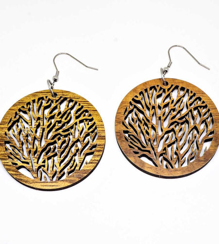 Genuine Handmade Koa Wood Tree Of Life Earring Pierce - La Bogota