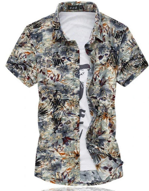 Load image into Gallery viewer, Mens Artistic Print Button Front Short Sleeve Shirt - La Bogota
