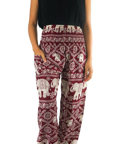 Burgundy ELEPHANT Pants Women Boho Pants Hippie Pants Yoga - La Bogota