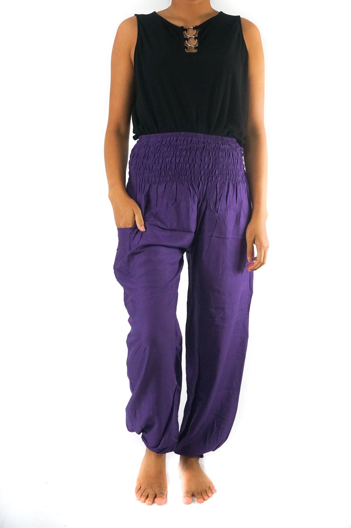 Purple Women Boho Pants Hippie Pants Yoga Pants Harem - La Bogota