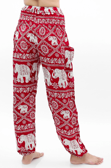 Burgundy ELEPHANT Pants Women Boho Pants Hippie Pants Yoga - La Bogota