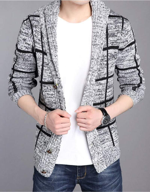 Load image into Gallery viewer, Mens Shawl Collar Gray Cardigan - La Bogota
