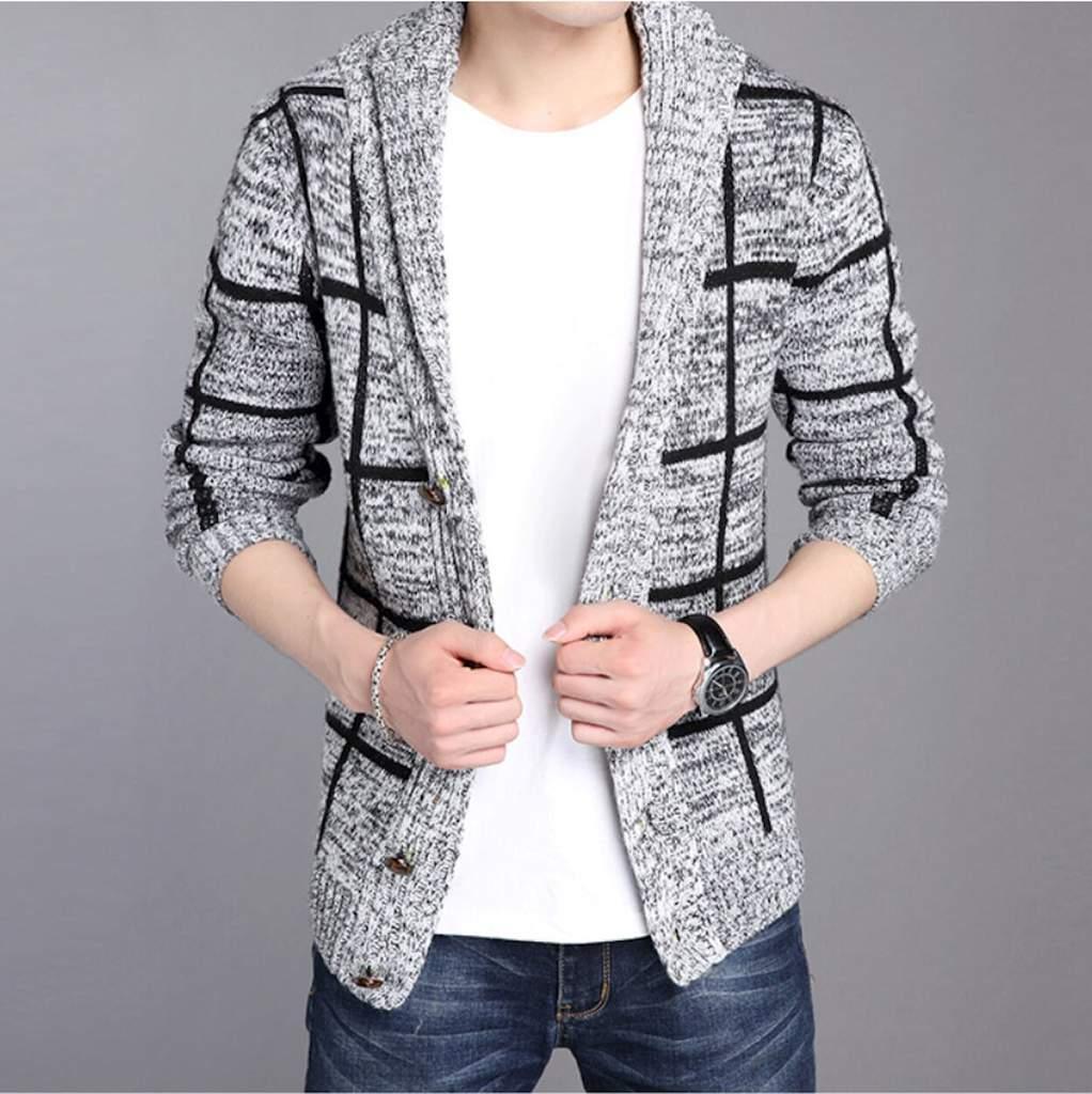 Mens Shawl Collar Gray Cardigan - La Bogota
