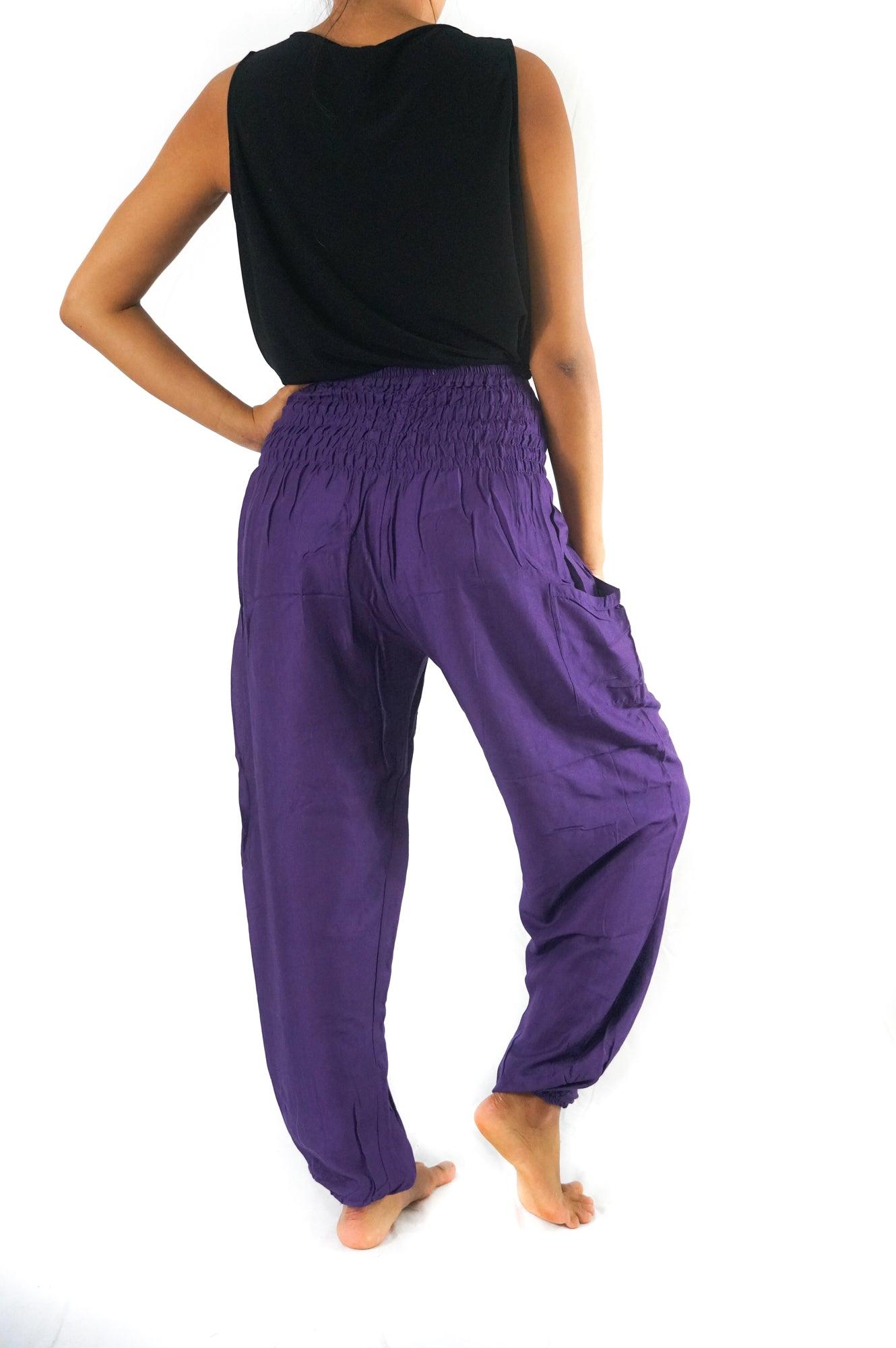 Purple Women Boho Pants Hippie Pants Yoga Pants Harem - La Bogota