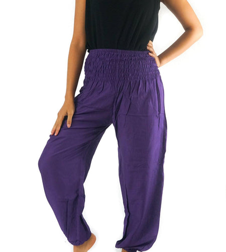 Purple Women Boho Pants Hippie Pants Yoga Pants Harem - La Bogota