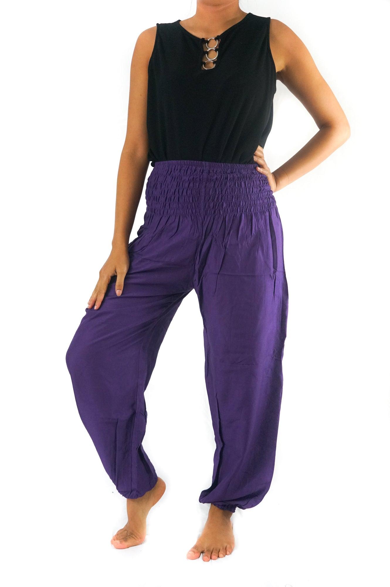 Purple Women Boho Pants Hippie Pants Yoga Pants Harem - La Bogota