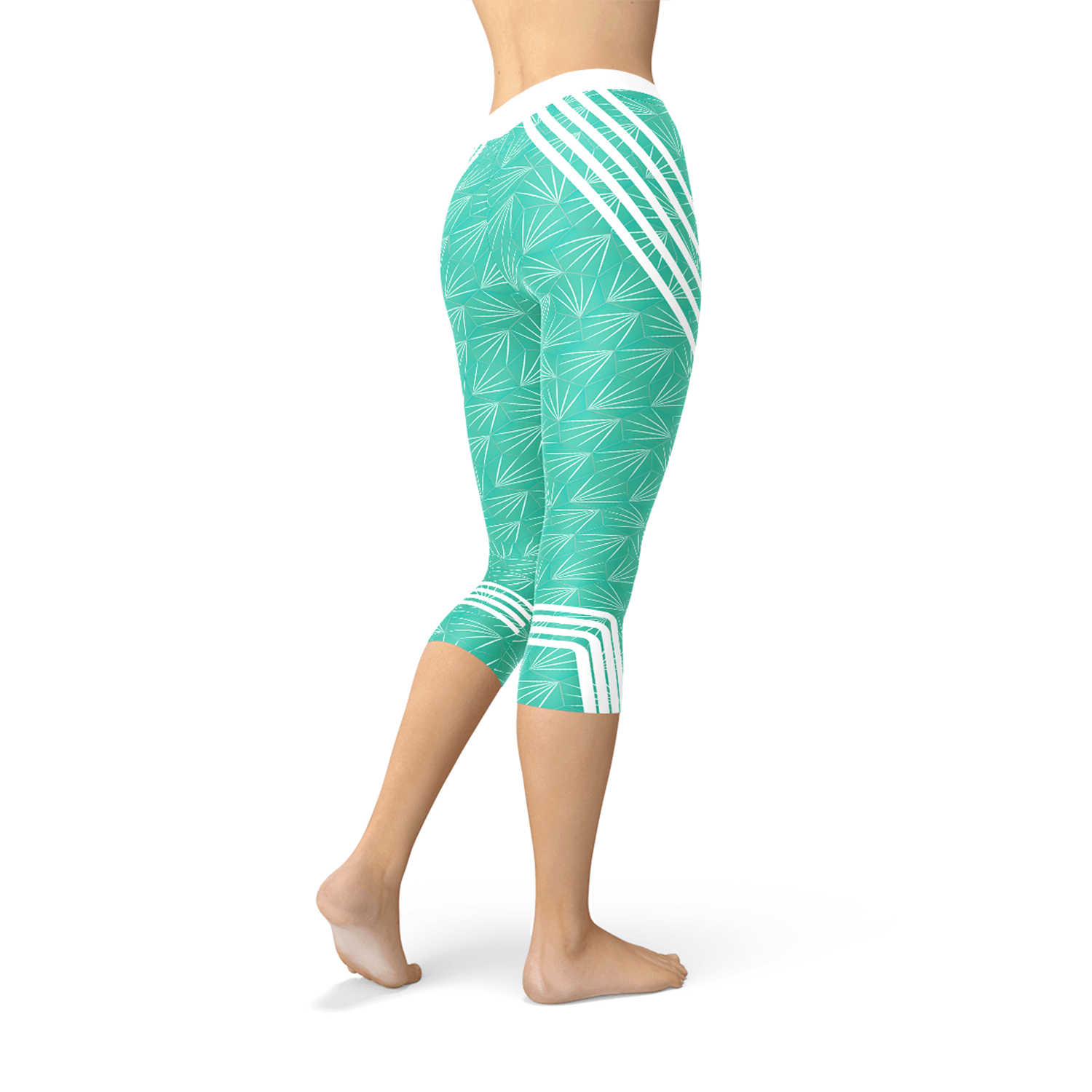Turquoise Sports Capri Leggings - La Bogota