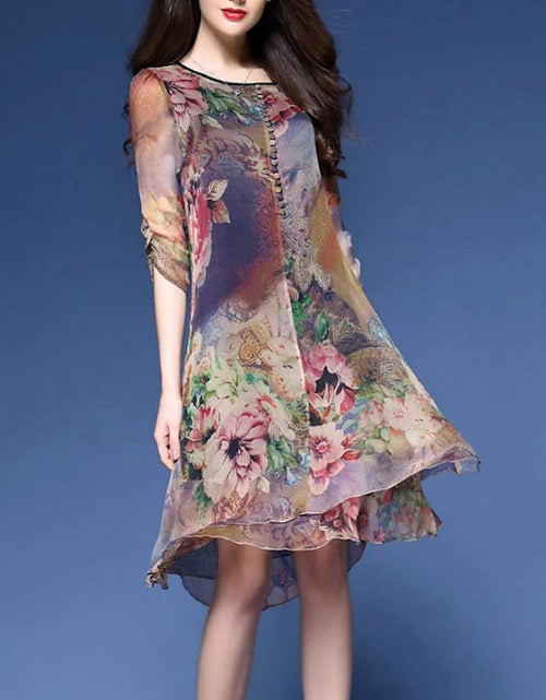 Load image into Gallery viewer, Womens Quarter Sleeve Floral Dress - La Bogota
