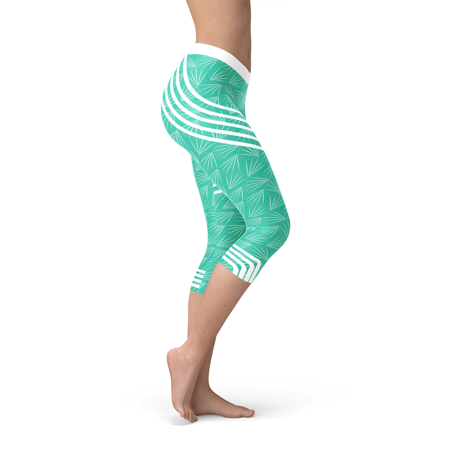Turquoise Sports Capri Leggings - La Bogota