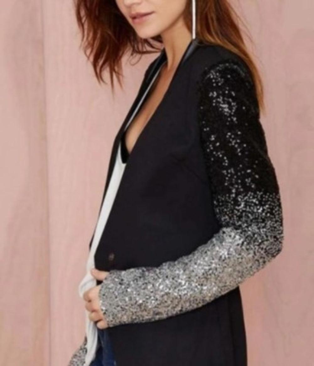 Womens Blazer with Sequins Sleeve - La Bogota
