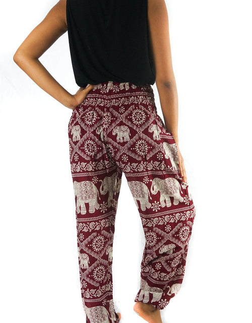 Load image into Gallery viewer, Burgundy ELEPHANT Pants Women Boho Pants Hippie Pants Yoga - La Bogota
