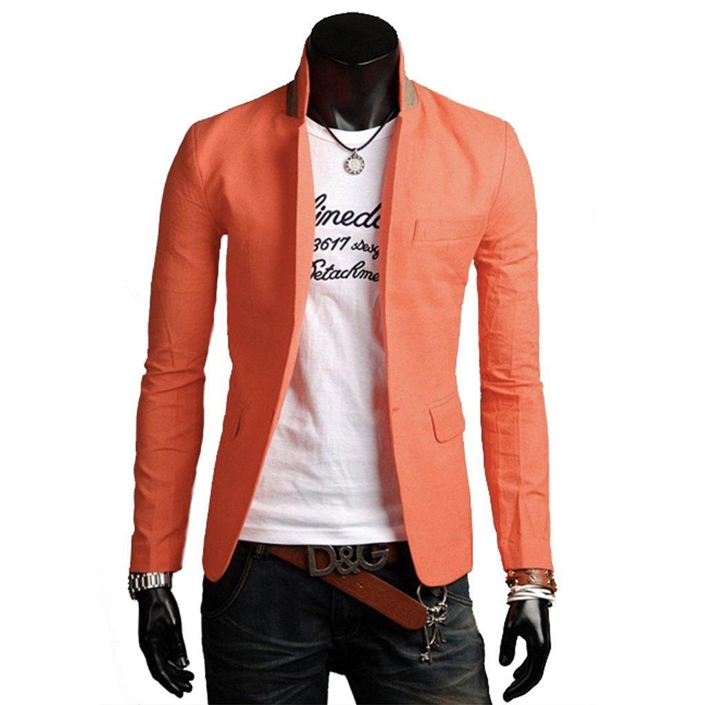 Mens Stand Collar Casual Blazer - La Bogota