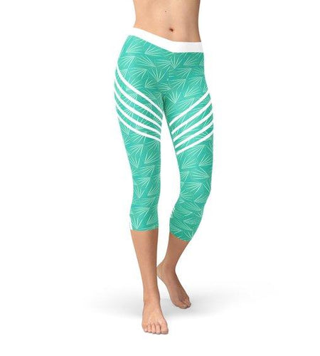 Turquoise Sports Capri Leggings - La Bogota
