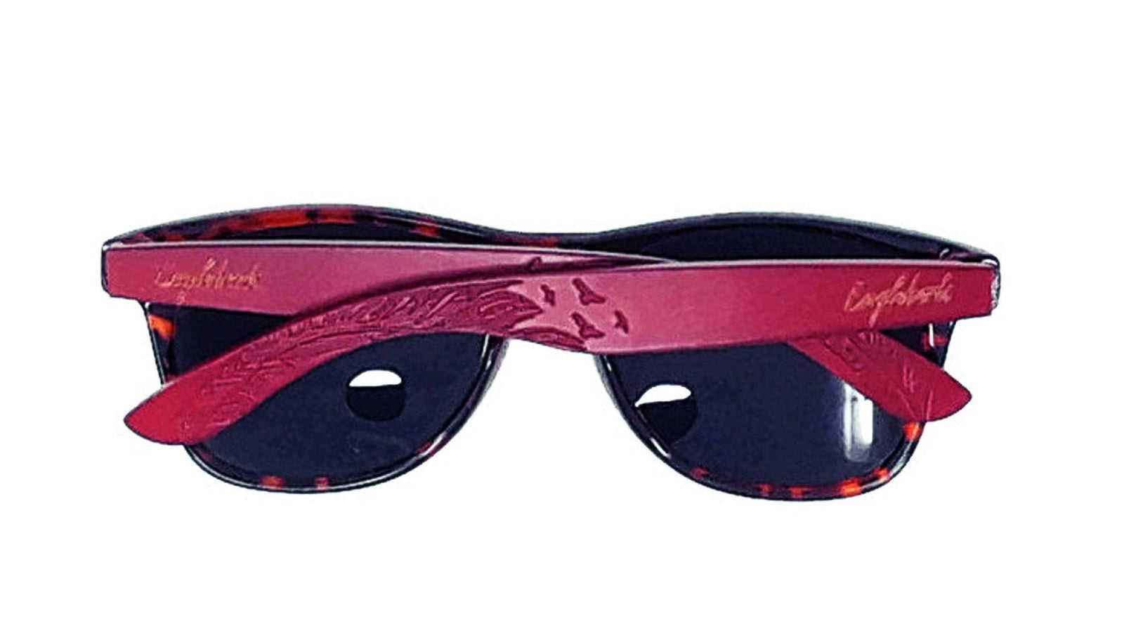 Red Bamboo Tortoise Framed Sunglasses With Wood Case, Artisan Engraved - La Bogota