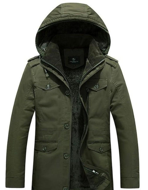 Load image into Gallery viewer, Mens Hooded Military Style Coat - La Bogota
